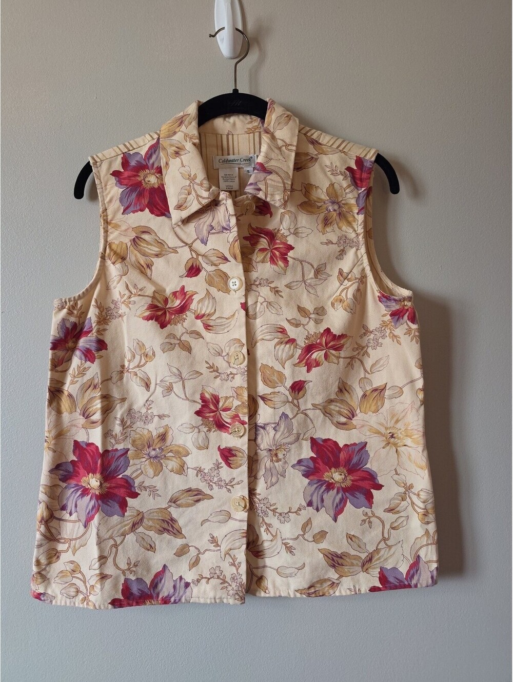 Coldwater Creek Women's Contrast Fabric Vest Beige Size small